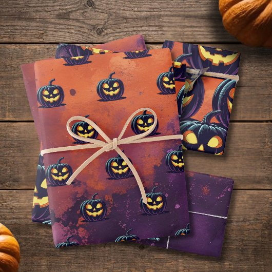 Halloween Spooky Pumpkin Pattern Geschenkpapier Set