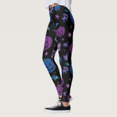 Halloween Spooky Pumpkin Pattern Schwarzer Hinterg Leggings (Links)