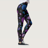 Halloween Spooky Pumpkin Pattern Schwarzer Hinterg Leggings (Rechts)
