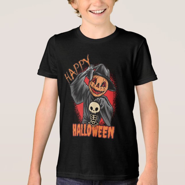 Halloween Spooky Pumpkin Tri-Blend Shirt (Vorderseite)