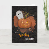 Halloween Spooky Pumpkin und Ghost Karte (Vorderseite)