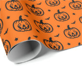 HALLOWEEN SPOOKY PUMPKINS BATS PATTERN GESCHENKPAPIER (Rolleneckpunkt)