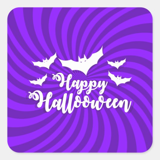 Halloween - Spooky Pumpkins Bats Quadratischer Aufkleber (Vorderseite)