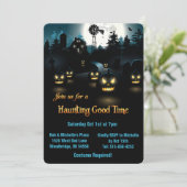 Halloween - Spooky Pumpkins Blue Moon Einladung (Stehend Vorderseite)