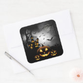 Halloween - Spooky Pumpkins Grau Moon Quadratischer Aufkleber (Umschlag)