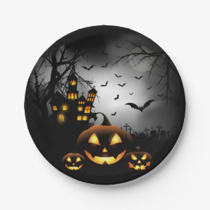 Halloween - Spooky Pumpkins Gray Moon - Alles Opt Pappteller