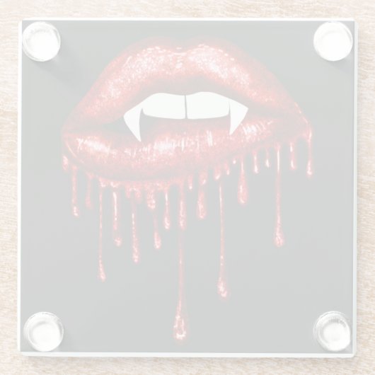 HALLOWEEN SPOOKY RED DRIPPING VAMPIRE LIPS GLASUNTERSETZER (Rückseite)