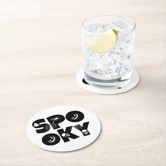 Halloween spooky  runder pappuntersetzer (Vor Ort)