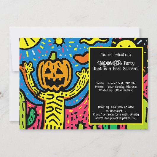 Halloween Spooky Scribble Shindig Einladung (Vorderseite)