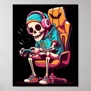 Halloween Spooky Season Gaming Skelett Beängstigen Poster