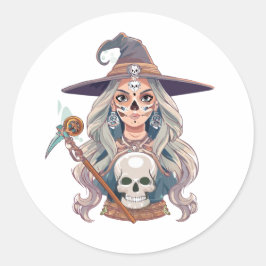 Halloween Spooky Shaman Runder Aufkleber