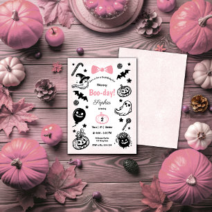 Halloween Spooky Simple Pink Ribbon Girl Geburtsta Einladung