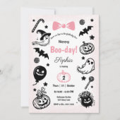 Halloween Spooky Simple Pink Ribbon Girl Geburtsta Einladung (Vorderseite)