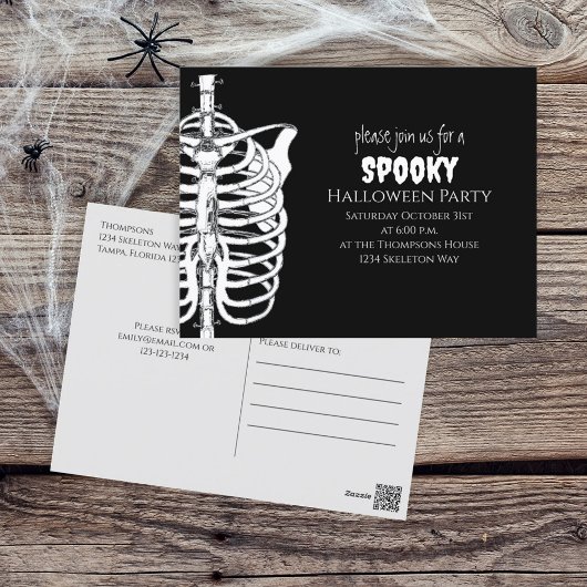 Halloween Spooky Skeleton Beängstigende Typografie Postkarte
