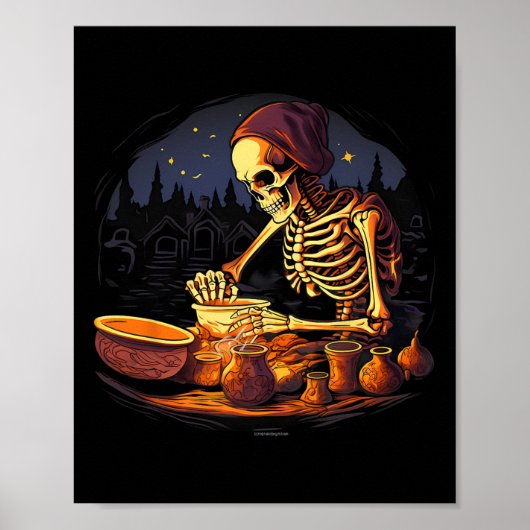 Halloween Spooky Skeleton Clay Pottery Maker Poster (Vorne)