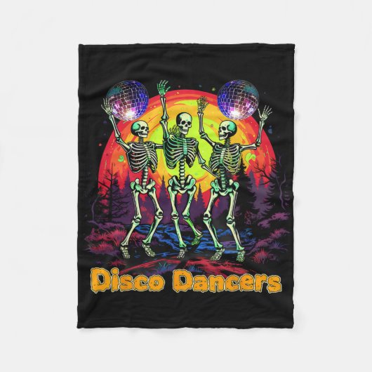 Halloween Spooky Skeleton Disco Tänzer tanzen Fleecedecke (Vorderseite)