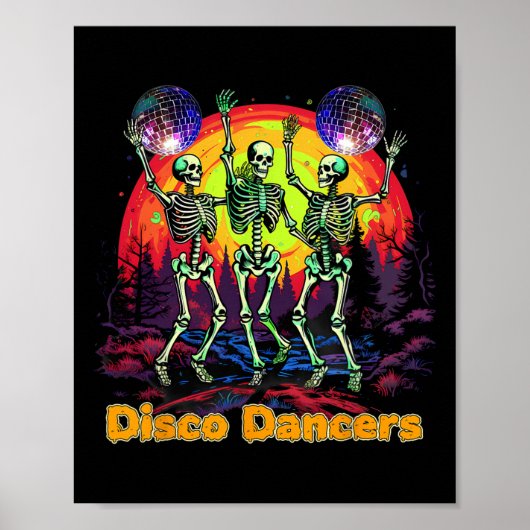 Halloween Spooky Skeleton Disco Tänzer tanzen Poster (Vorne)