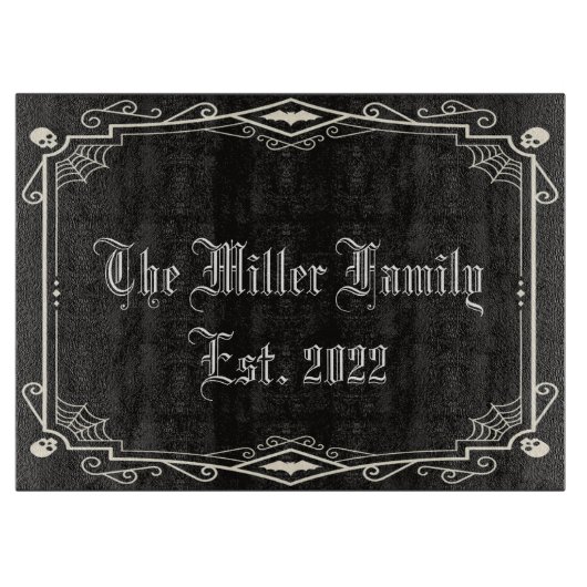 Halloween Spooky Skeletons Bats Spiderwebenfamilie Schneidebrett (Vorderseite)