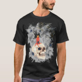 Halloween Spooky Skull, Candle, Spiders & Webs T-Shirt (Vorderseite)
