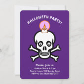 Halloween spooky skulls on royal purple Invitation Einladung (Vorderseite)
