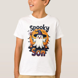 Halloween Spooky Son Ghost mit Hexenhut T-Shirt