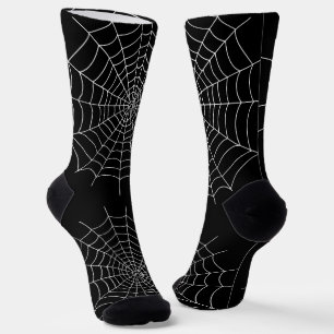 Halloween Spooky Spider Web Schwarz und Weiß Socken