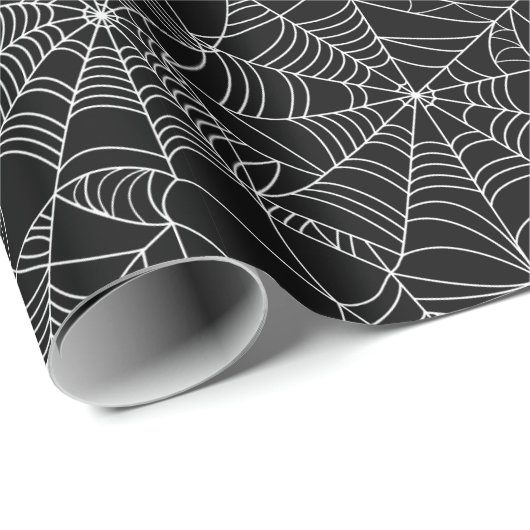 Halloween Spooky Spider Web Schwarz-weiß Geschenkpapier (Rolleneckpunkt)