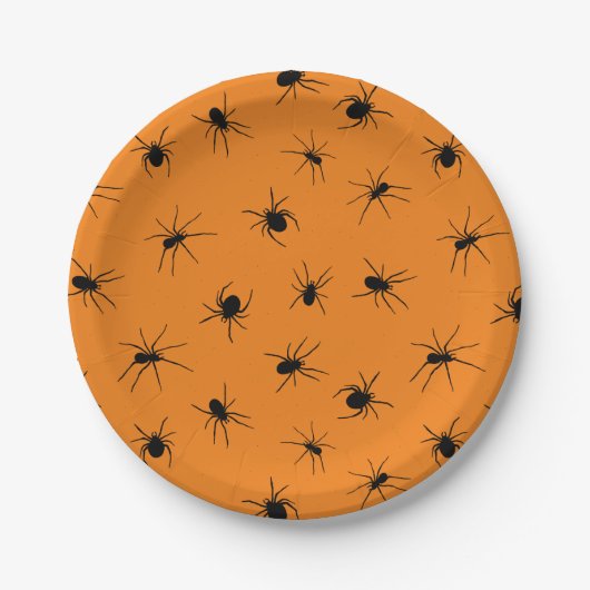 Halloween Spooky Spiders Orange Party Pappteller (Vorderseite)