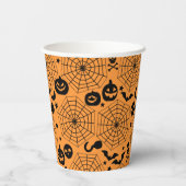 Halloween Spooky Spiderweborange Pappbecher (Rückseite)