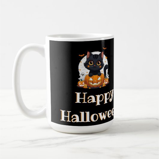 Halloween spooky spirit with adorable black cat kaffeetasse (Links)