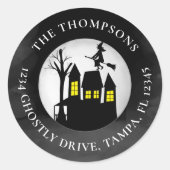 Halloween Spooky Spuk House Rücksendeadresse Runder Aufkleber (Vorderseite)