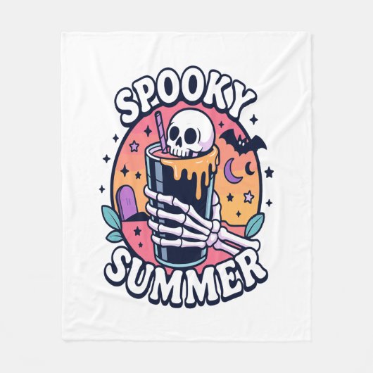 Halloween Spooky Summer Skeleton Drink Fleecedecke (Vorderseite)