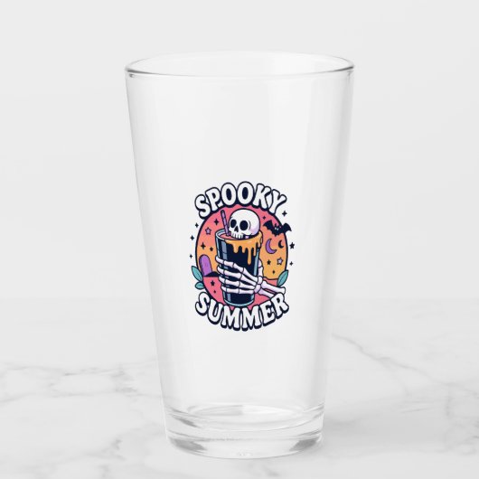 Halloween Spooky Summer Skeleton Drink Glas (Vorderseite)