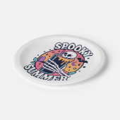 Halloween Spooky Summer Skeleton Drink Pappteller (Schrägansicht)