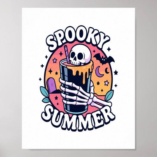 Halloween Spooky Summer Skeleton Drink Poster (Vorne)