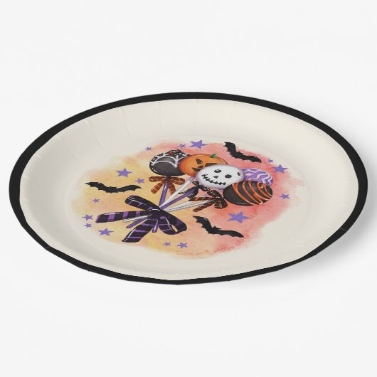 Halloween Spooky Sweet Cake Pops Pappteller (Schrägansicht)