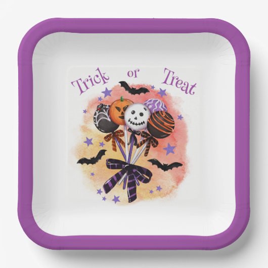 Halloween Spooky Sweet Cake Pops Pappteller (Vorderseite)