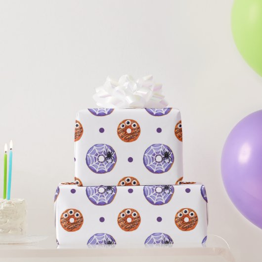 Halloween Spooky Sweet Spider & Monster Donut Geschenkpapier (Partygeschenke)