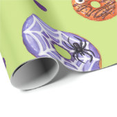 Halloween Spooky Sweet Spider Monster Donut Green Geschenkpapier (Rolleneckpunkt)