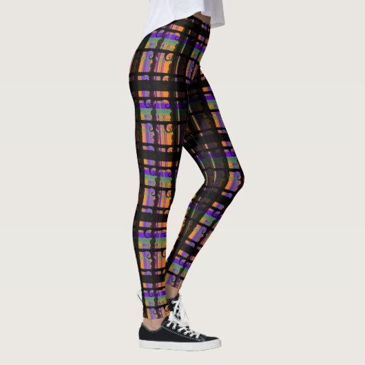 Halloween Spooky Swirl Kariert Leggings (Rechts)