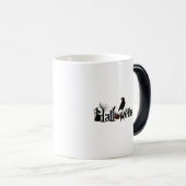 Halloween Spooky Symbols & Black Halloween Crow Verwandlungstasse (VorderseiteRechts)