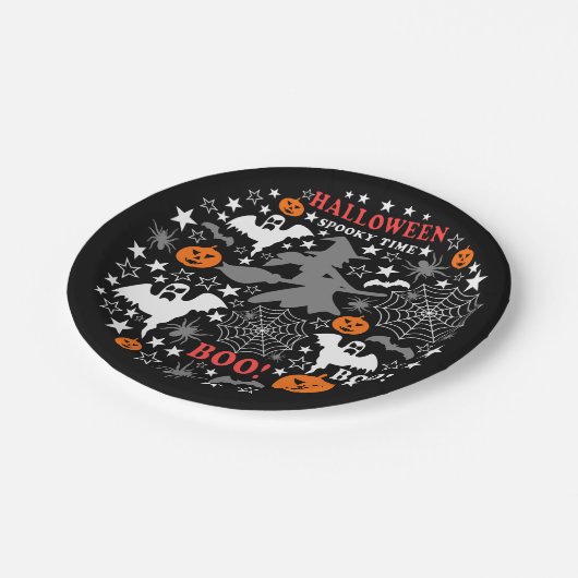 Halloween Spooky Time Pappteller (Schrägansicht)