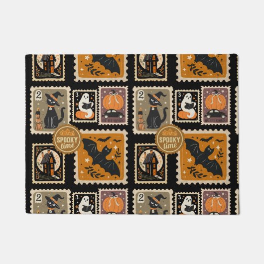 Halloween Spooky Time Postal Briefmarke Geister Ba Fußmatte (Vorderseite)