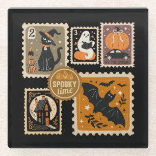 Halloween Spooky Time Postal Briefmarke Geister Ba Glasuntersetzer