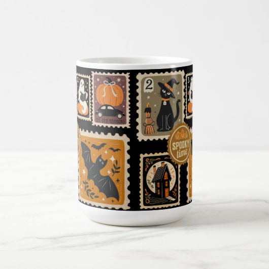 Halloween Spooky Time Postal Briefmarke Geister Ba Kaffeetasse (Mittel)