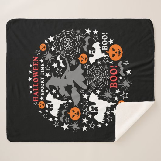 Halloween Spooky Time Sherpadecke (Vorderseite (Horizontal))