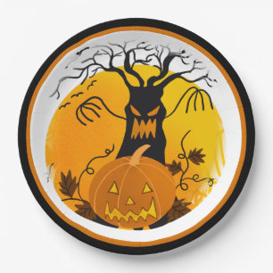 Halloween Spooky Tree Jack o'Lantern Pappteller