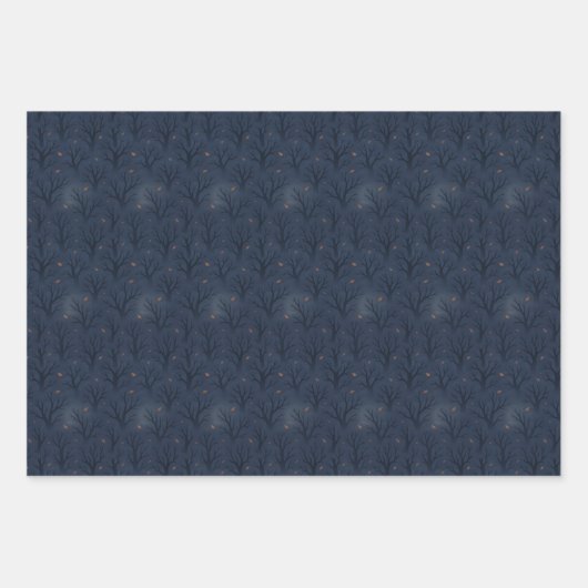 Halloween Spooky Trees Moon 3-Blatt Set Geschenkwr Geschenkpapier Set (Vorderseite 2)