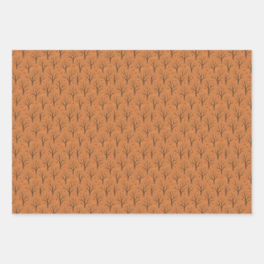 Halloween Spooky Trees Moon 3-Blatt Set Geschenkwr Geschenkpapier Set (Vorderseite)