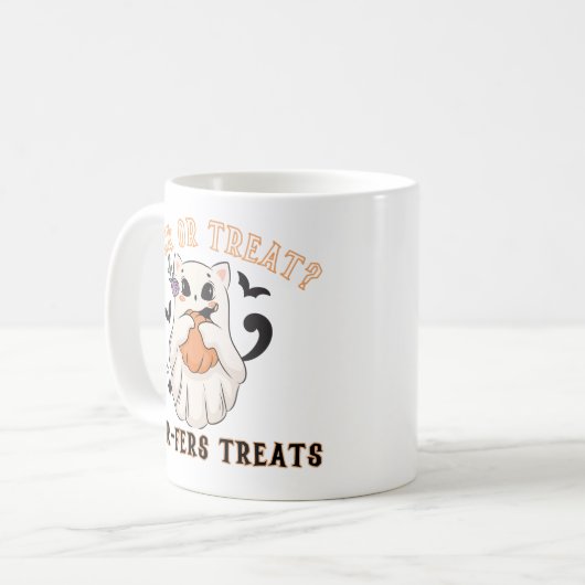 Halloween Spooky Trick oder Treat Niedlich Ghost C Kaffeetasse (Vorderseite Links)